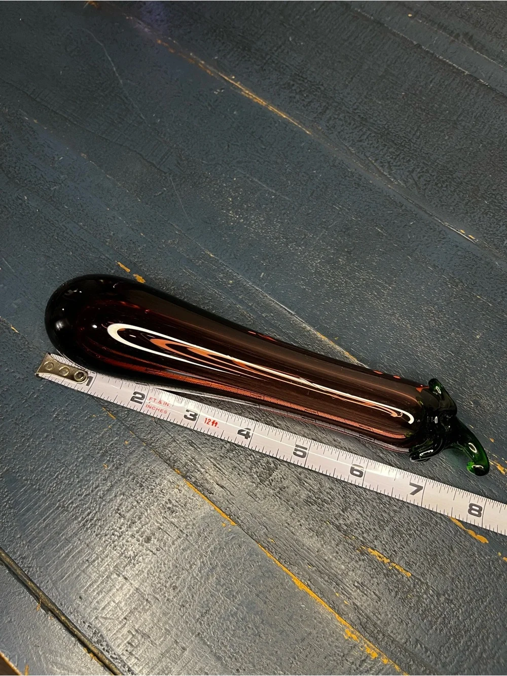 Artisan Glass Chili Accent Vase in Brown with Green Stem